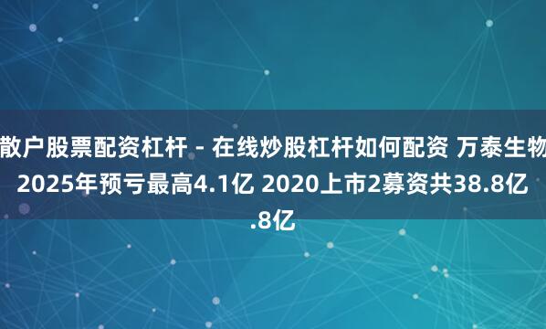 散户股票配资杠杆 - 在线炒股杠杆如何配资 万泰生物2025年预亏最高4.1亿 2020上市2募资共38.8亿