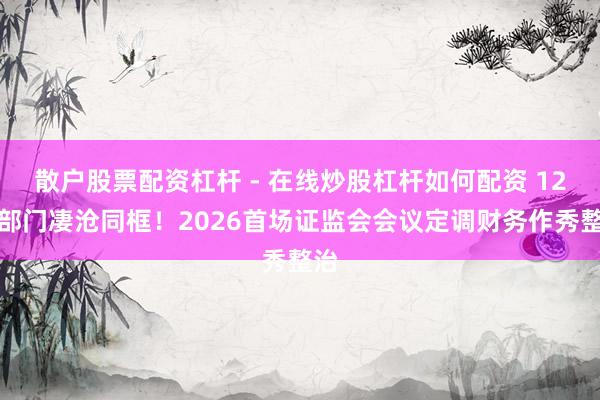 散户股票配资杠杆 - 在线炒股杠杆如何配资 12个部门凄沧同框!2026首场证监会会议定调财务作秀整治