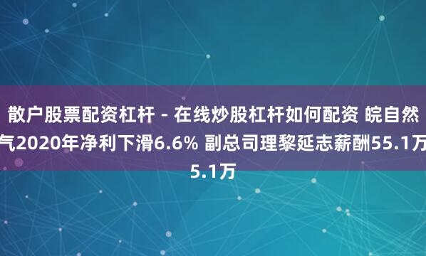 散户股票配资杠杆 - 在线炒股杠杆如何配资 皖自然气2020年净利下滑6.6% 副总司理黎延志薪酬55.1万