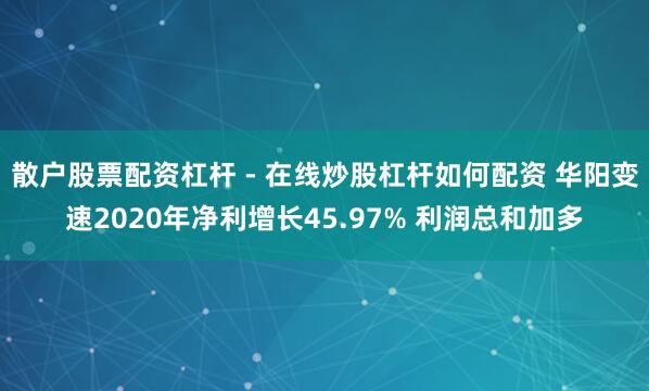散户股票配资杠杆 - 在线炒股杠杆如何配资 华阳变速2020年净利增长45.97% 利润总和加多