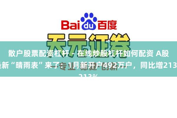 散户股票配资杠杆 - 在线炒股杠杆如何配资 A股最新“晴雨表”来了：1月新开户492万户，同比增213%