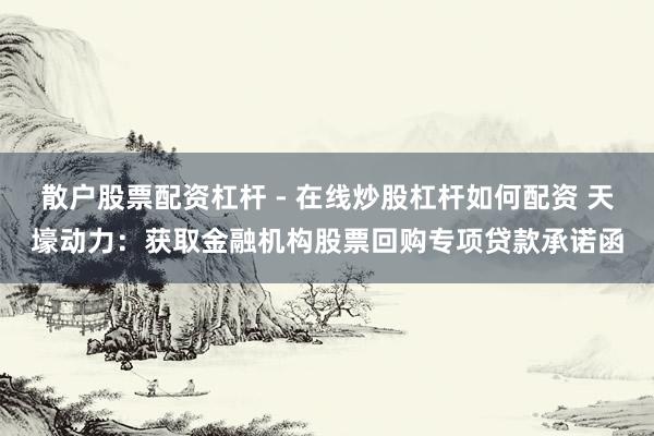 散户股票配资杠杆 - 在线炒股杠杆如何配资 天壕动力：获取金融机构股票回购专项贷款承诺函