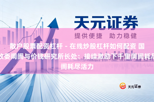 散户股票配资杠杆 - 在线炒股杠杆如何配资 国度发改委阛阓与价钱研究所长处：接续激励下千里阛阓耗尽活力