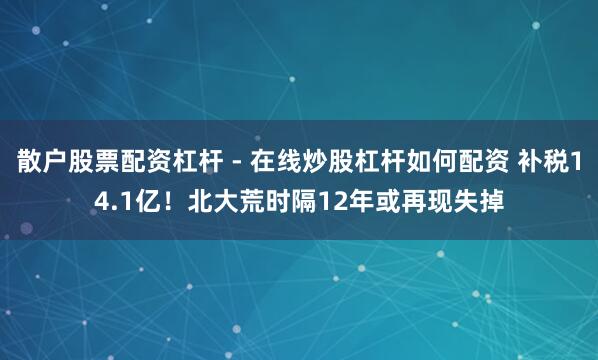 散户股票配资杠杆 - 在线炒股杠杆如何配资 补税14.1亿！北大荒时隔12年或再现失掉